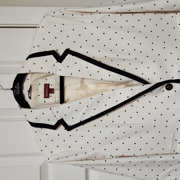 Merona Black & Cream Polka Dot Suit Jacket Blazer Women's 16 EUC - Picture 2 of 10